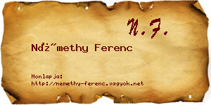 Némethy Ferenc névjegykártya