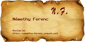 Némethy Ferenc névjegykártya